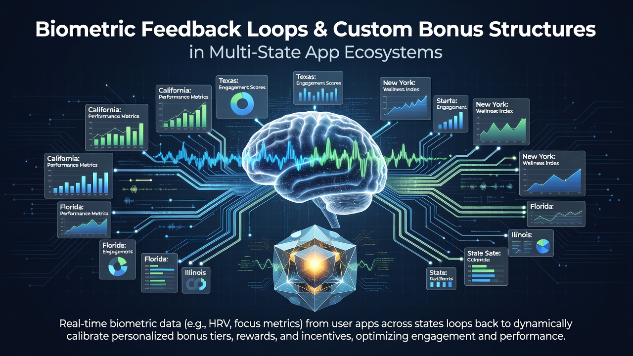 Mobile app interface displaying real-time biometric data integration with personalized reward adjustments across state lines