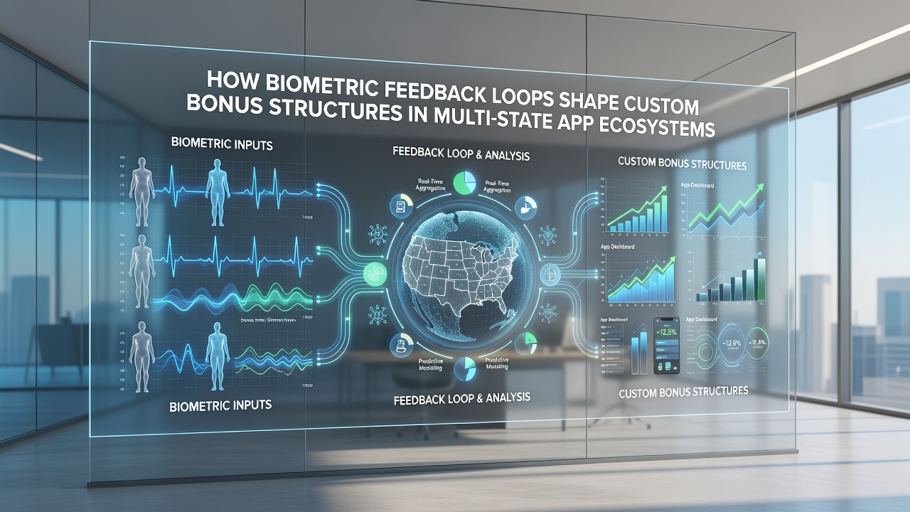 Dashboard visualization of biometric-driven bonus tiers updating across different state regulatory environments
