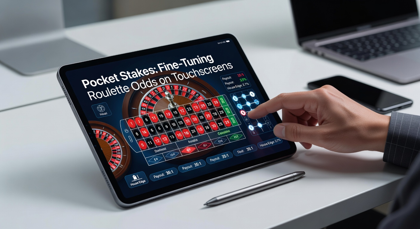 Mobile roulette app interface showing customized pocket stakes on a roulette wheel with odds calculator overlay and haptic feedback indicators